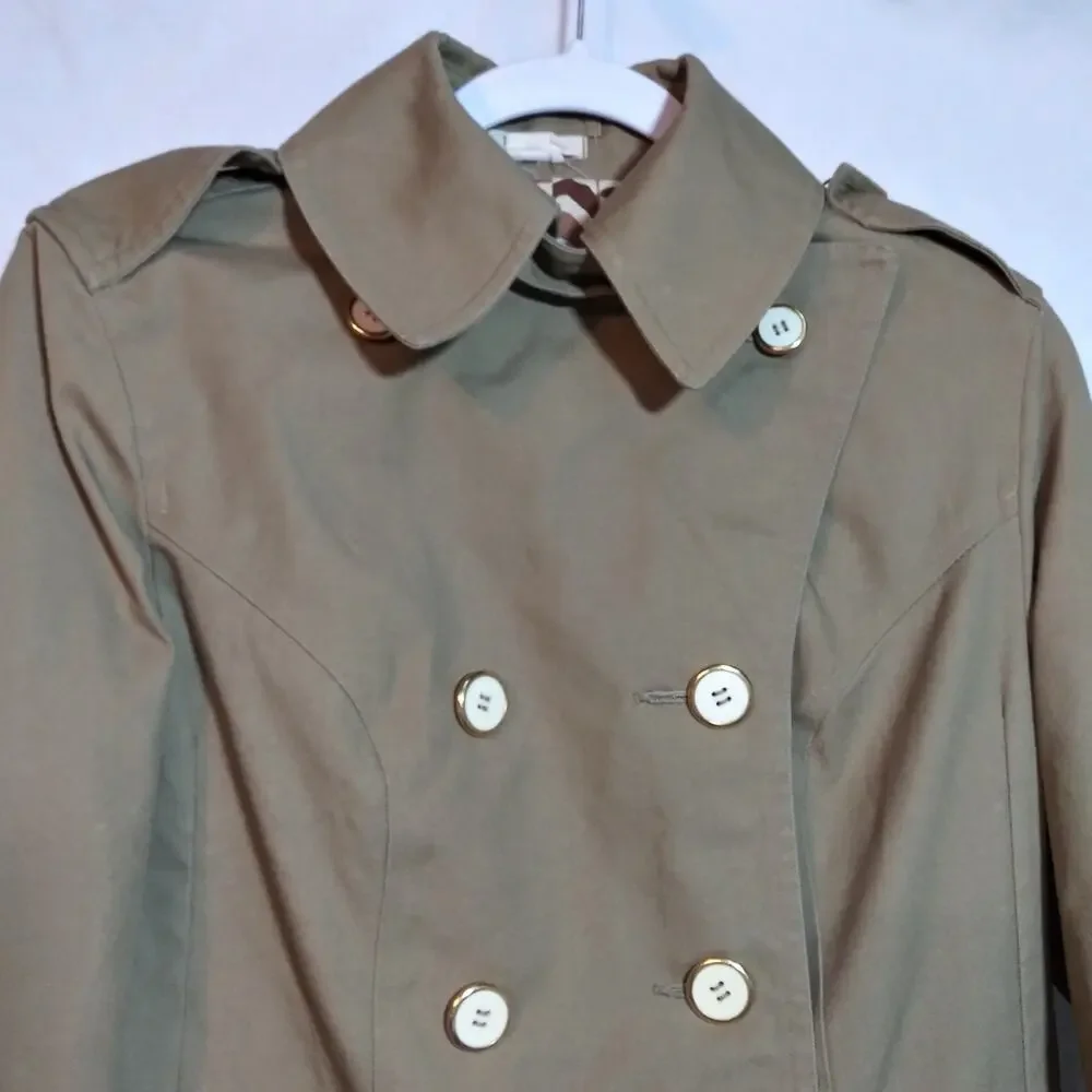 Fleet Street Rain Shine Classic Tan Double-Breasted Women's Trench Coat Size 10